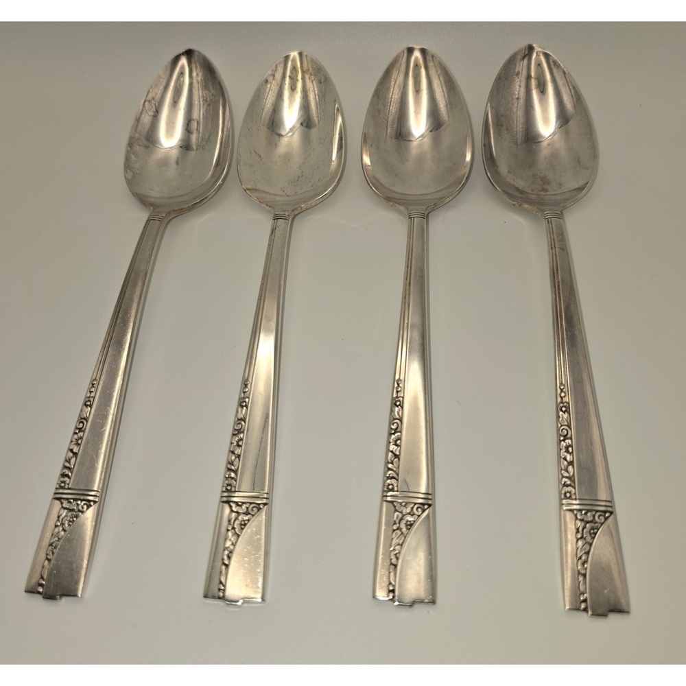 Vintage Oneida Nobility Plate‎ Caprice Silverplate Serving Spoons Set of 4 -957 - Picture 2 of 5